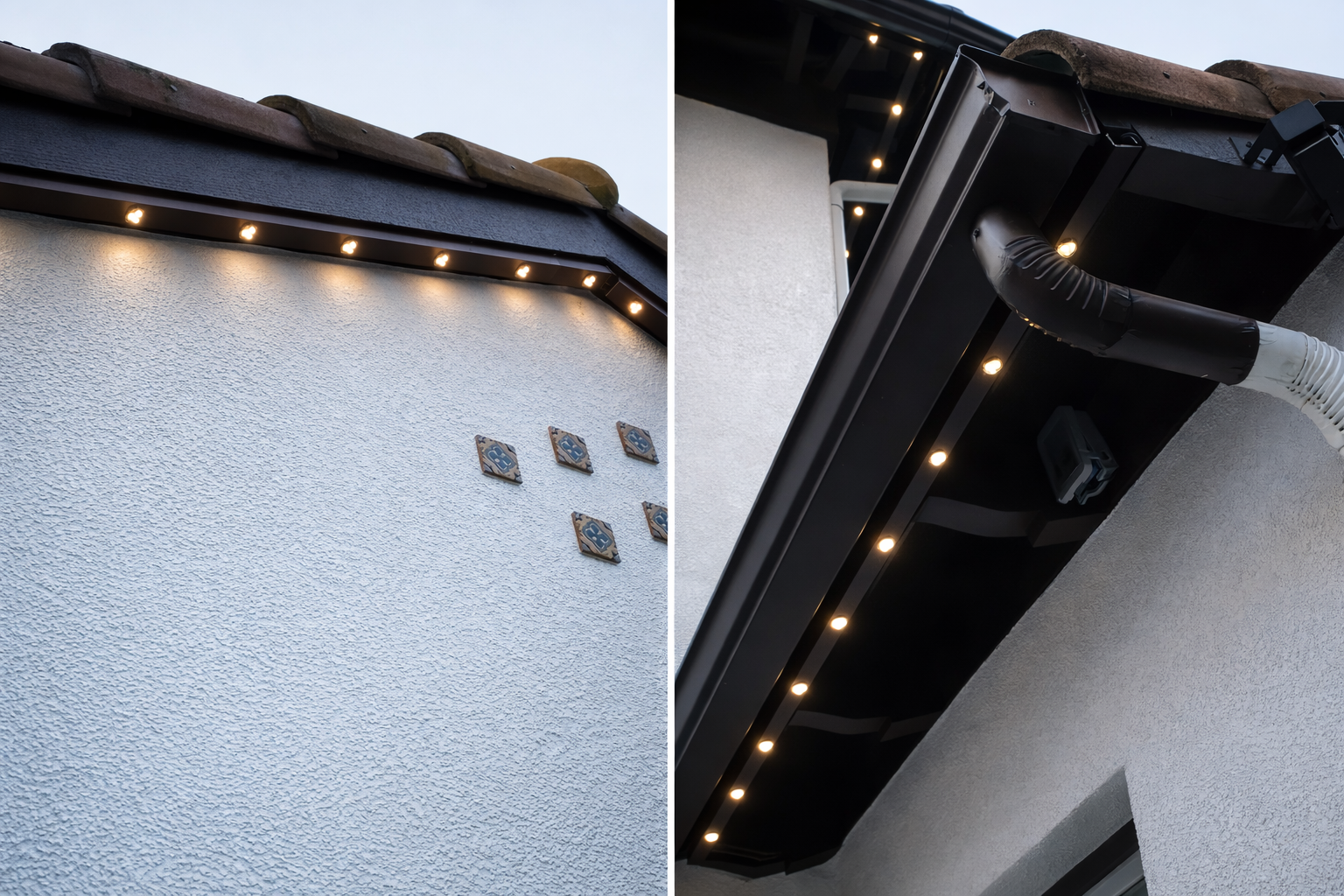 Close-up of Hey-O track mounted under soffit